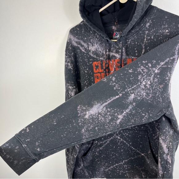 Cleveland Browns DAWG POUND Hoodie Sweatshirt Men’s Lrg Bleach Dyed Majestic - Picture 5 of 11